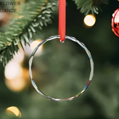 Wholesale Personalized Clear Christmas Decor Ornament Custom Laser Engraving 3D Logo Oval Round Shape Glass Ornaments