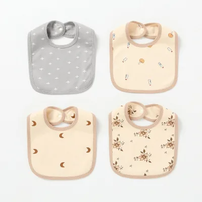 Wholesale U Shape 100% Cotton Colorful Flower Bib 2 Layer Super Soft Cotton Baby Bibs
