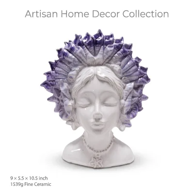 Wholesale Custom White Ceramic Mermaid Bust Figurine Ocean Goddess Statue with Seashell Crown Home Decor