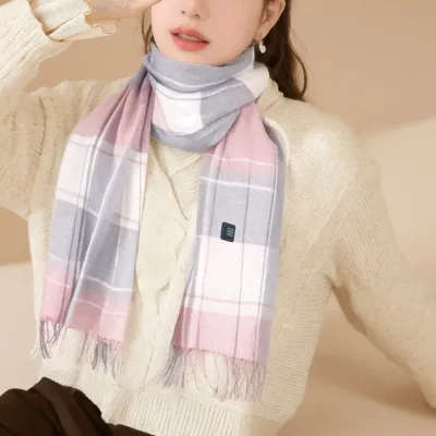 Custom Logo Rechargeable Battery Long Heating Scarf Shawl Winter Outdoor Warm Scarf with Plain Style