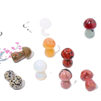 DIY Natural Crystals Healing Colorful Mushroom Stones Carved Quartz Gemstone Mushroom Crystal Mushroom