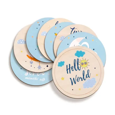 New Style UV Printing Baby Milestone Cards Cute Animals Wooden Custom Baby Milestone Cards