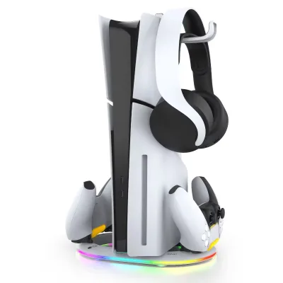 Multifunctional Vertical Stand PG-P5S045 for PS5 Console PS5 Slim Charging Dock With RGB Light Charing Stand
