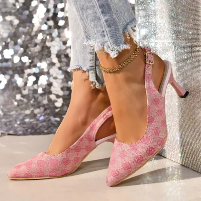 2026 Spring Summer Thin Heels Slingback Slip-On Pumps Lightweight PU Upper Fashion Trend Glamorous Dress Shoes for Women's Party