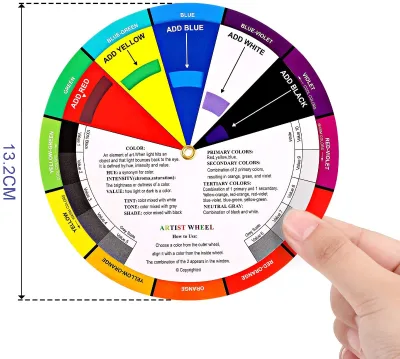 Bview Paper Color Wheel Art Class Educational Teaching Tool for Learning Color Mixing and Guide