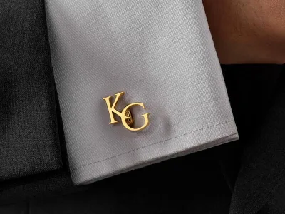 Dainty 316L Stainless Steel Custom Initial Cufflinks Personalized Wedding Gift for Men Groomsmen Best Man Groom Gift