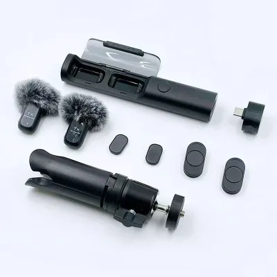 Wireless Lavalier Microphone with Noise Cancelling and Type C Connector for News Reporting and Field Recording