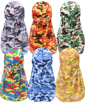 Fast Delivery Multicolor Camo Camouflage Polyester Durag Wholesale