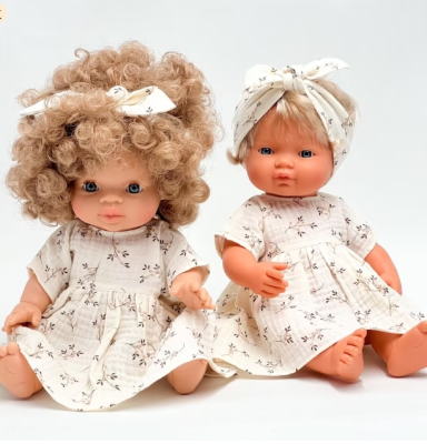 Minikane 34 cm Doll Dresses Muslin Cotton with Printing 13 Inch Doll Cute Branches Vanilla Muslin Dresses