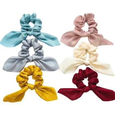 Wholesale Satin Hair Scrunchies Custom Plain Colors Teal Fashion Hair Tie for Girls and Women Hair Accessories