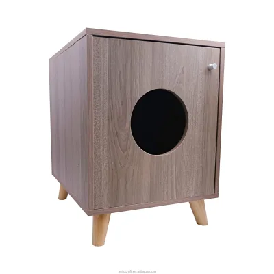 Wooden Litter Box Enclosure Hidden Litter Box for Cats Furniture-Style, Openings on Either Ends & Large Slots