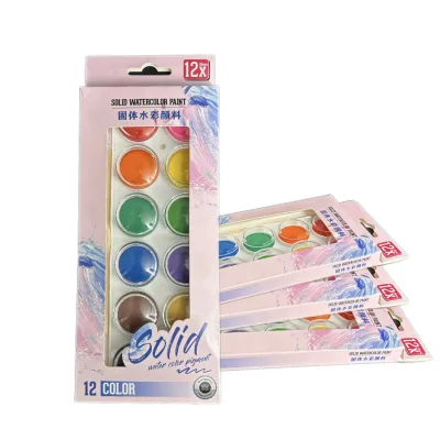 Mini Kids Solid Watercolor Paint Tray 8 Color Pocket Size Easy Wash Watercolor Pigment for Toddler Early Painting Education