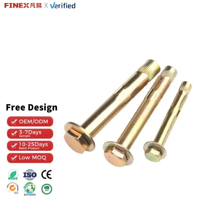 Factory Direct Steel Wedge Anchors Galvanized Yellow M6X40 Inch Ceiling Wall Anchors From China