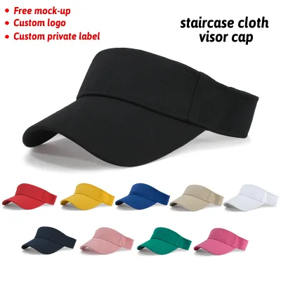 Adult Sports Breathable Polyester Stair Cloth Sun Brim Visor Hats with Adjustable UV Protection Headwear for Daily Wear
