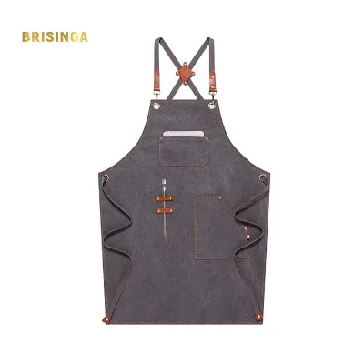 Fashion Sleeveless Waist Apron with Cross Straps Adjustable for Waiter Adults