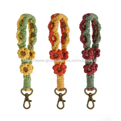 Factory price handmade flower style Wristband keychains