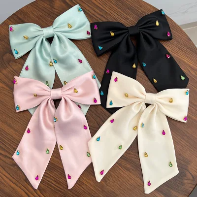 New Fashion Elegant Women Big Bow Hair Barrette Crystal Rhinestone Hair Clip for Women Girls