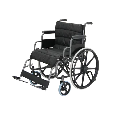 Multifunctional Mobility Aids Folding Transport Heavy Duty Steel Manual Wheelchair for Travelling with 24 Inch MAG Wheels