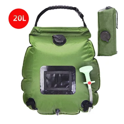 Simple Version 20L Army Green Shower Bag for Outdoor Camping Bath Water Bag with Solar Heating Bath Package