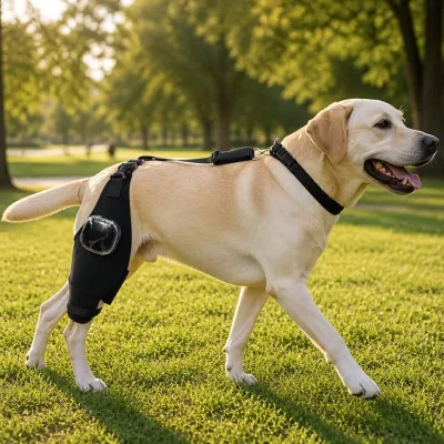 Portable Red Light Therapy Dog Knee Brace Neoprene Segmented Hook and Loop Closure for Canine ACL Injury Arthritis Wound Care