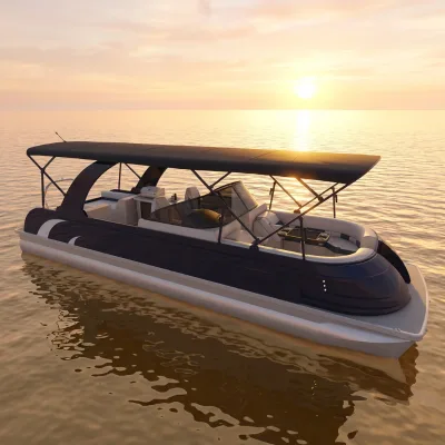25ft Allhouse Shoreline Aluminium Pontoon with Custom Logo, Reclining Lounge & Cooler Console