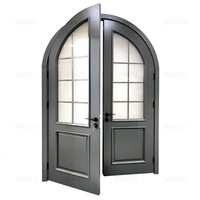 Solid Wood Entry Door Texas Hot Sale Customized Latest Design Double Glaze Arched Wood Frame Front Door