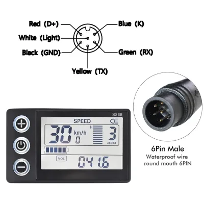 Hign Quality Electric Scooter Parts Repair S866 LCD Display with SM Plug Accessory for E-Bike Display Meters Accessories