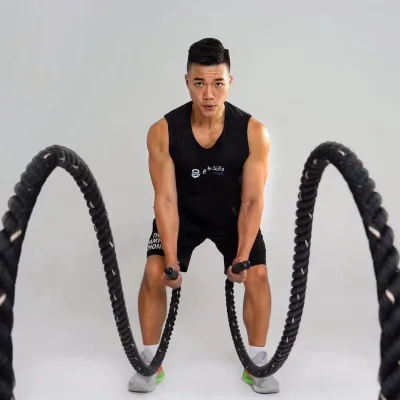 Black Polyester Fitness Exercise Strength Core Training Rope Battle Ropes