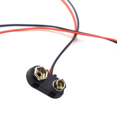 High Quality Hot Selling Customizable Made Wholesale Black T Type 9V Battery Snap Clip with the Lead Wire Hard Plastic ABS