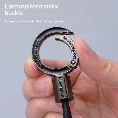 Anti-loss Zinc Alloy Car Keychain Ring Men's High-End Universal Keychain Clip with Lanyard