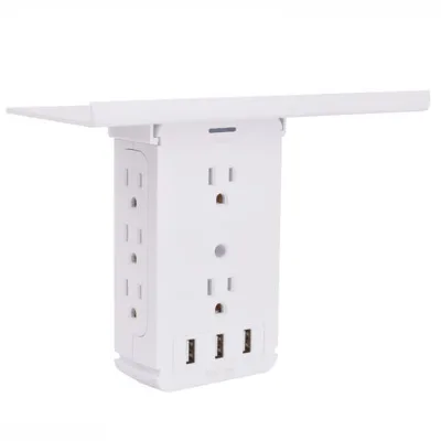 Surge protection 8 outlet wall socket usb with 3 usb charger shelf