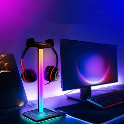 RGB Magic Light Touch Headset Display Stand USB Desktop Atmosphere Light Gaming Esports Magic Headset Stand Light