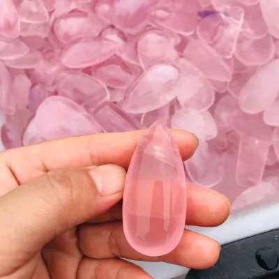 Wholesale Natural High Quality Quartz Crystal Pendants Rose Quartz Water Drop Pendant for Decoration
