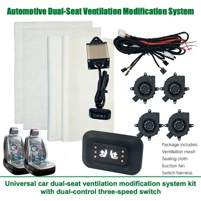 Auto Seat Cooling Ventilation Kit DC12V Universal for 2 Seats Turbo Suction Fan With Dual Independent 3-Gear Control Switch