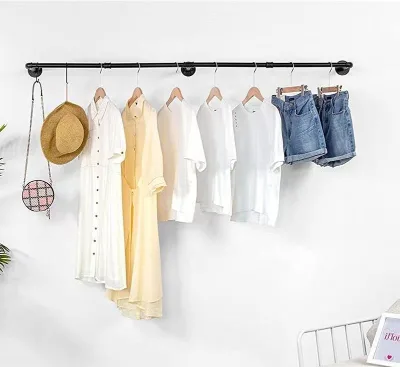 Wall-Mounted Heavy-Duty Metal Clothes Drying Rack Space-Saving Hangers Powder Coated Bolt-Installed for Wardrobes Laundry Rooms