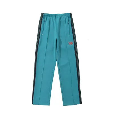 Custom New Needles Embroidered Side Stripe Elastic Waist Trousers Casual Striped Pants With Draw String
