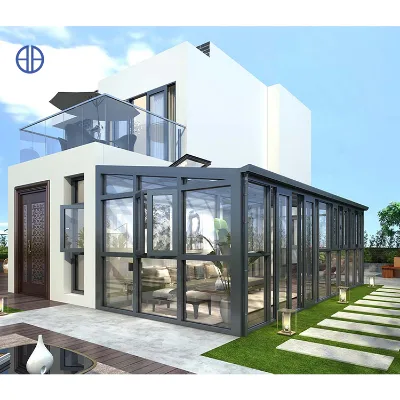 Isolated Gardenhouse Aluminum Glass House Winter Garden Photovoltaic Veranda Sunroom With Sliding Doors