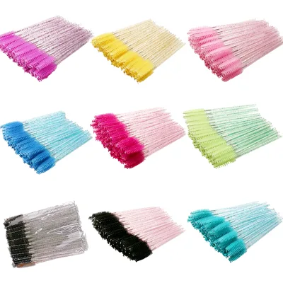 Custom Private Logo Glitter Crystal Shine Eyelashes Mascara Brushes Spoolie Wand for Lashes and Brow