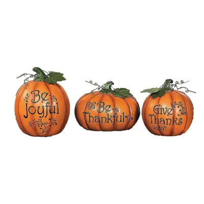 Polyresin Pumpkins Wholesale Carved Thanksgiving Pumpkin Set - Decorative Accessories