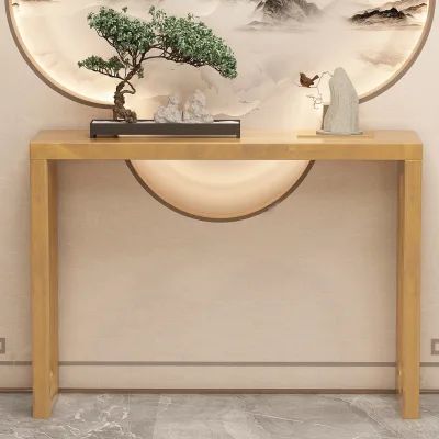 New Chinese Pure Solid Wood Eco-friendly Contemporary Long Narrow Side Table With Storage for Living Room Entry Porch