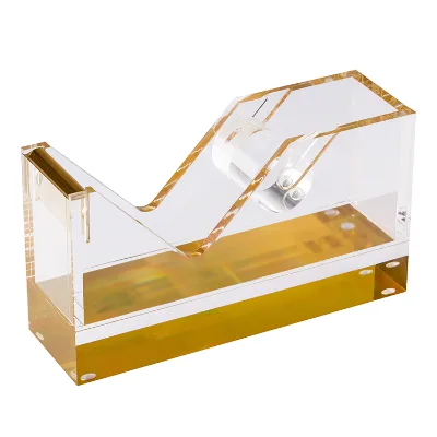 Acrylic Tape Dispenser Custom Size Clear Acrylic With Golden BorderTape Dispenser  Office Stationery Set for Office and Home