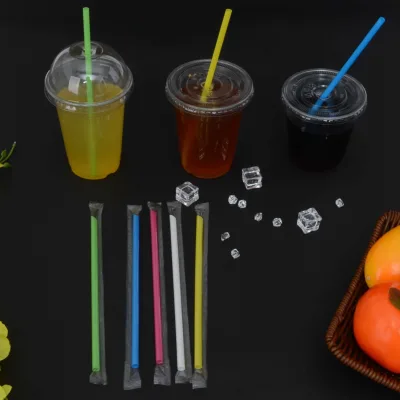 High Quality Individual Package PP Plastic Straws 190mm Colorful Drinking Disposable Straws