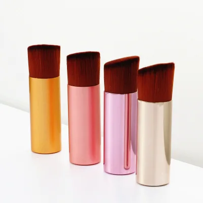 Cosmetic foundation brush makeup brush face makeup flat angled top foundation brush with aluminum metal handle Liquid BB cream
