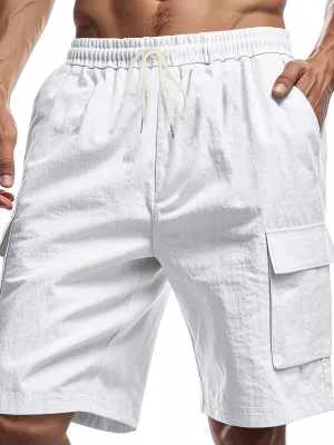 ODM Custom American-style Multi-pocket Cargo Shorts for Men Outdoor Sports Casual Loose-fitting Solid Color Linen