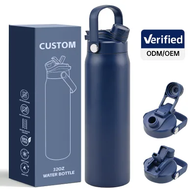 Low MOQ 32oz Silkscreen Printed Sweat Free Sports Water Bottle with 4-in-1 Straw Spout Lid Gym Tumbler for Gym Fitness