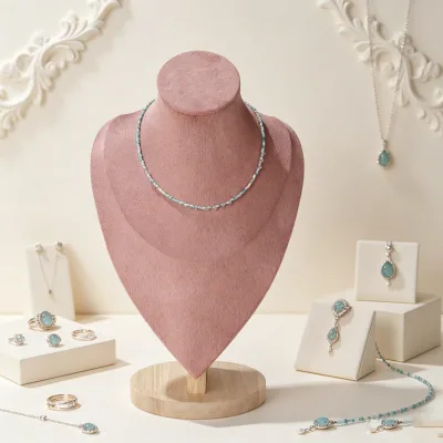 Ele Queen Eq0034 Wooden Necklace Display Stand with Hanging Jewelry Holder for Necklaces
