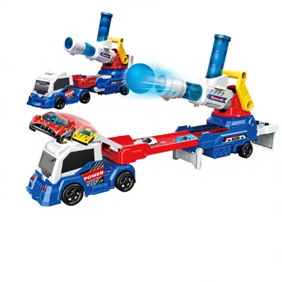72cm ABS Cannonball Truck Toy Set Ejection Track Truck Lights Sounds 2 Cars Storage Double Track Competition Play Set Kids Boys