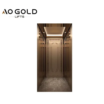 Bronze-colored Customized 304 443 Hairline Stainless Steel Cabin Manufacture Home Lift Elevator
