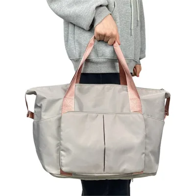 Trend Casual Shoulder Classic Luggage Bag Waterproof Dry and Wet Separation Pink Duffel Bag Weekend Tote Travel Duffel Bag
