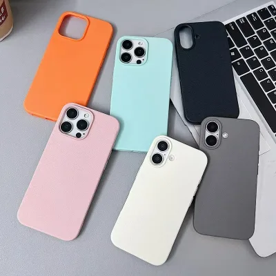 Candy Color Phone Case for Iphone 16 Soft Tpu Macaron Litchi Finished Surface Shockproof Phone Case